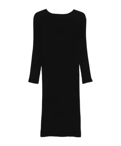 Issey Miyake Pleated Midi Dress In Black