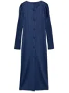 Issey Miyake Pleated Long Cardigan In Blue