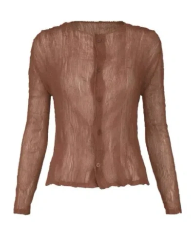 Issey Miyake Long-sleeved Sweater In Brown
