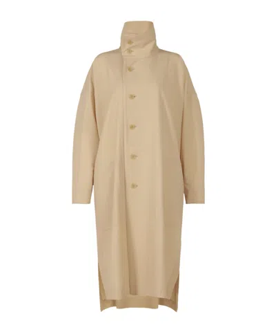 Issey Miyake Long-sleeved Wool Coat In Nude