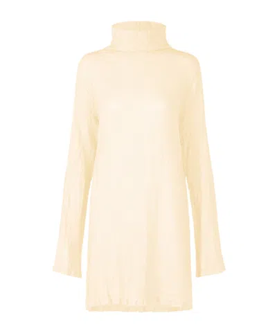 Issey Miyake Long-sleeved Wool Dress In Nude