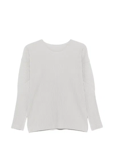 Issey Miyake Long-sleeve Pleated T-shirt In White