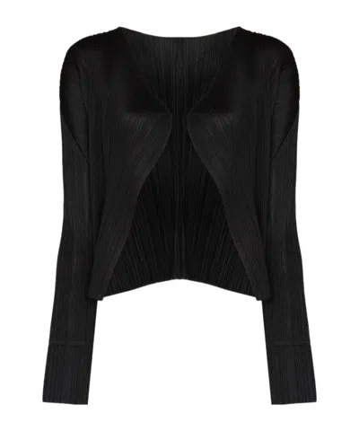 Issey Miyake Long-sleeved Cardigan In Black
