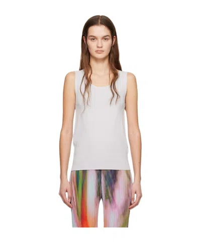Issey Miyake Low Round Neck Design Vest In Multicolor