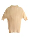Issey Miyake Lucid Pleats High-neck Top In Neutral