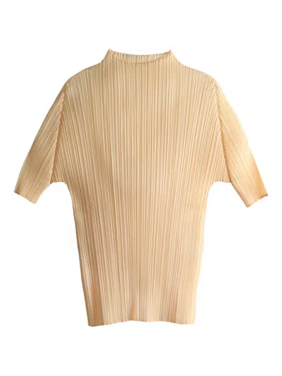 Issey Miyake Lucid Pleats High-neck Top In Neutral