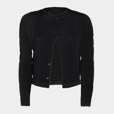 Issey Miyake Crew-neck Cardigan In Black
