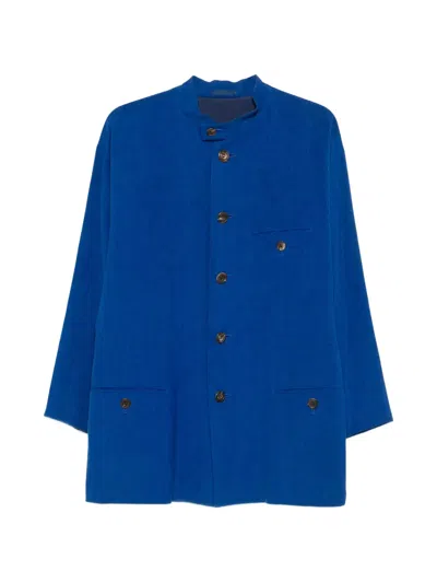 Pre-owned Issey Miyake Mandarin Collar Jacket In Blue
