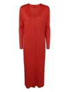 Issey Miyake November Pleated Dress In Red