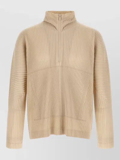 Issey Miyake March Edition Ribbed High Collar Jacket In Brown
