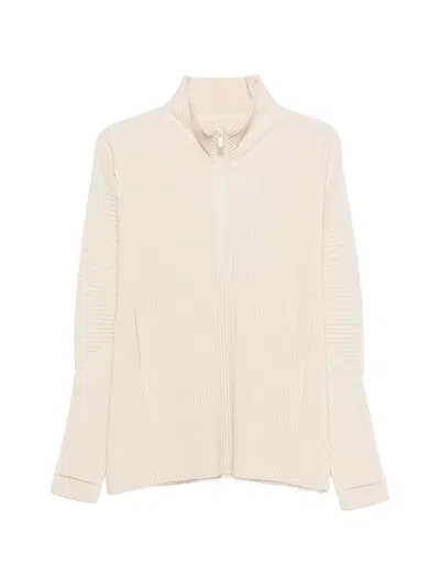 Issey Miyake Pleated Half-zip Sweater In Neutral