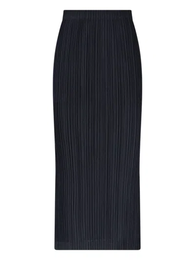 Issey Miyake High-waisted Pleated Midi Skirt In Black