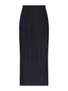 Issey Miyake Black Basics Plissé Midi Skirt In Black