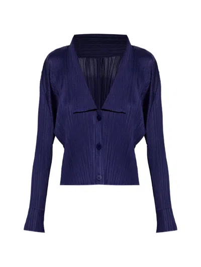 Issey Miyake May Pleated Blouse In Blue