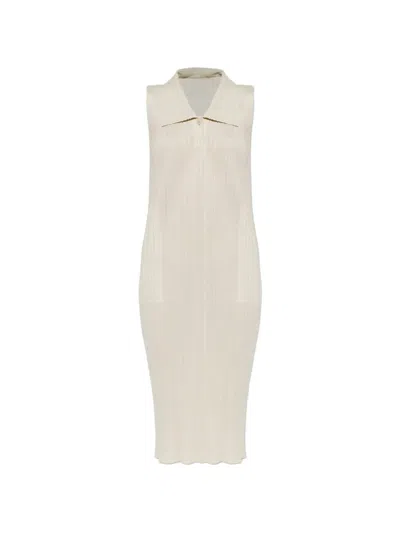 Issey Miyake May Pleated Sleeveless Midi Dress In Neutral