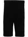 Issey Miyake Ribbed Texture Elastic Waistband Bermuda Shorts In Black