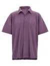 Issey Miyake Ns Viola Purple Pleated Spread-collar Short-sleeve Knitted Shirt In Purple