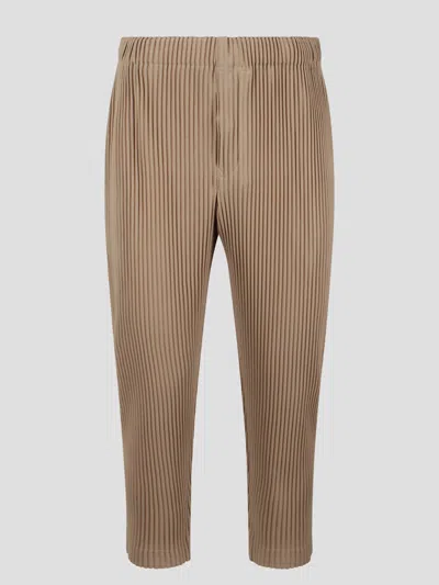 Issey Miyake Men's Mc February Pleated Cropped Pants In Cinnamon Beige