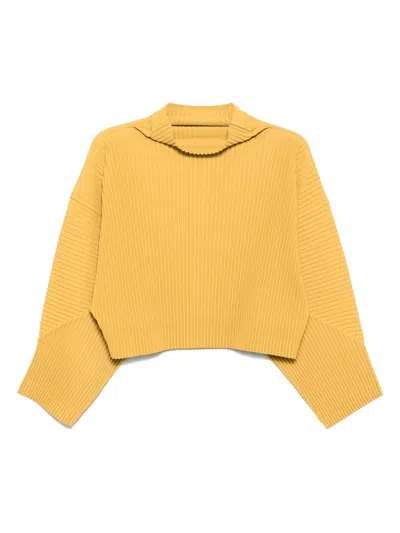Issey Miyake Mc June Pleated T-shirt In Yellow