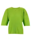 Issey Miyake V-neck Short Sleeve Top In Green