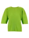 Issey Miyake V-neck Short Sleeve Top In Green