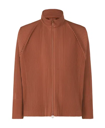 Issey Miyake Mc October Pleated Jacket In Brown