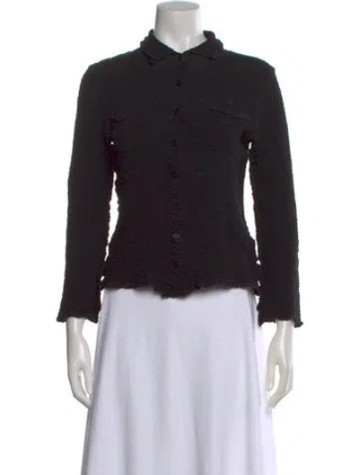 Pre-owned Issey Miyake Me 2005 Long Sleeve Button-up Top In Black