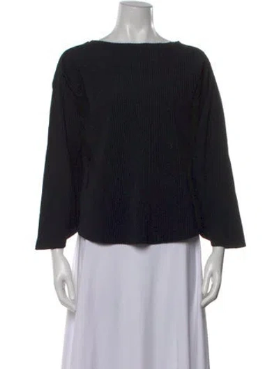 Pre-owned Issey Miyake Me Bateau Neckline Three-quarter Sleeve Top In Black