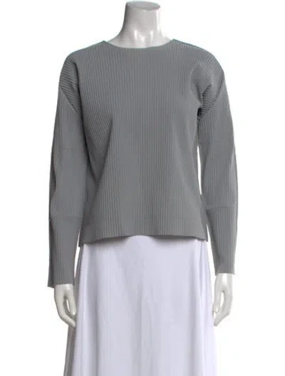 Pre-owned Issey Miyake Me Crew Neck Long Sleeve Top In Gray