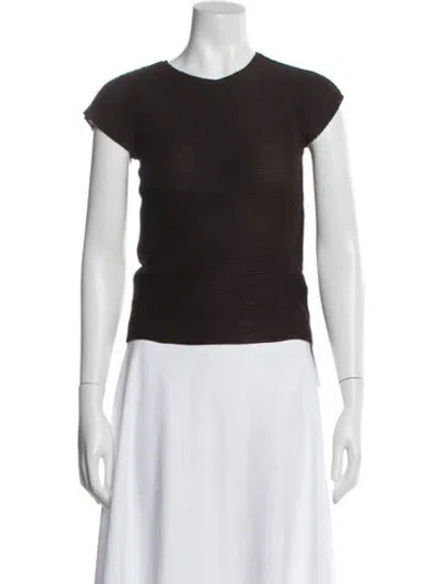 Pre-owned Issey Miyake Me Crew Neck Short Sleeve Top In Brown