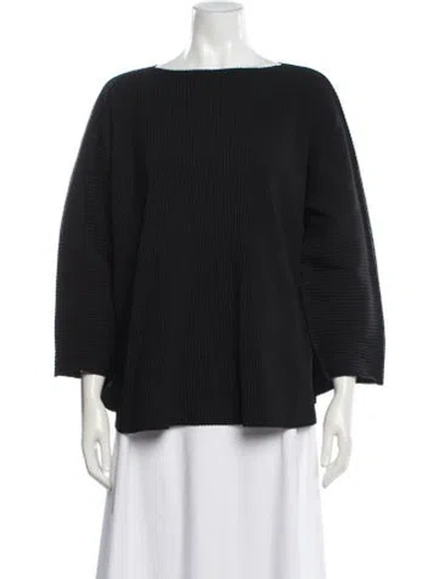 Pre-owned Issey Miyake Me Crew Neck Three-quarter Sleeve Top In Black