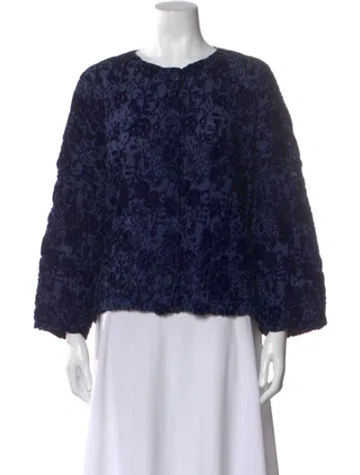 Pre-owned Issey Miyake Me Floral Print Crew Neck Top In Blue