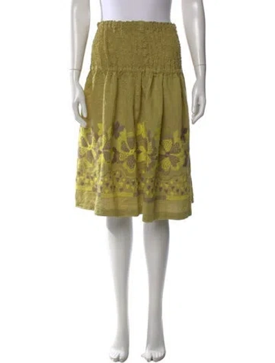 Pre-owned Issey Miyake Me Floral Print Midi Length Skirt In Green