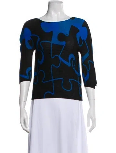 Pre-owned Issey Miyake Me Graphic Print Crew Neck Top In Black