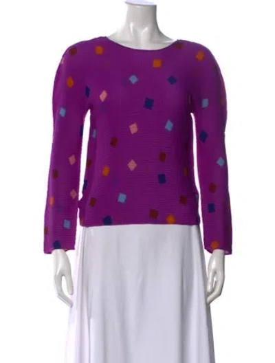 Pre-owned Issey Miyake Me Graphic Print Crew Neck Top In Purple