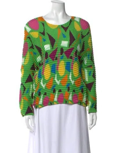 Pre-owned Issey Miyake Me Graphic Print Crew Neck Top W/ Tags In Green