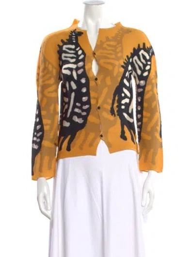 Pre-owned Issey Miyake Me Graphic Print Crew Neck Top In Yellow