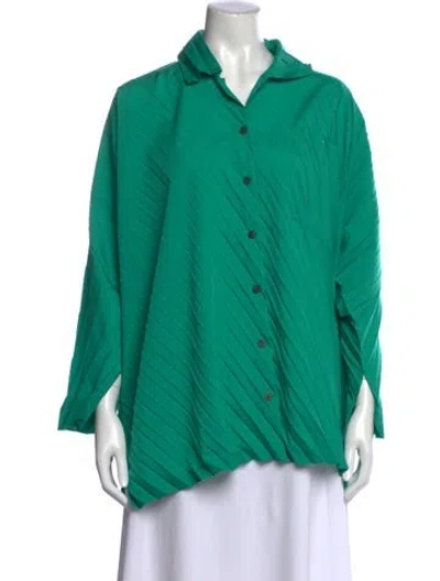 Pre-owned Issey Miyake Me Long Sleeve Top In Green