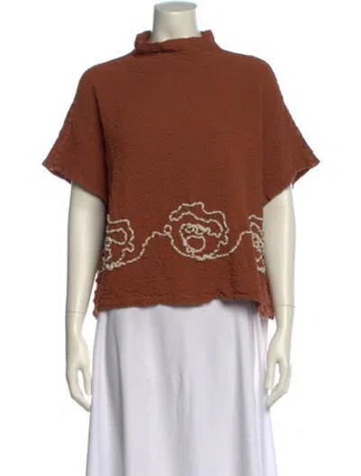 Pre-owned Issey Miyake Me Mock Neck Short Sleeve Sweatshirt W/ Tags In Brown