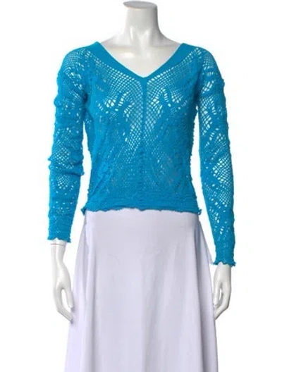Pre-owned Issey Miyake Me Nylon Patterned Top In Blue