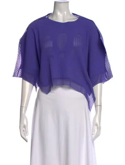 Pre-owned Issey Miyake Me Patterned Crew Neck Top In Purple