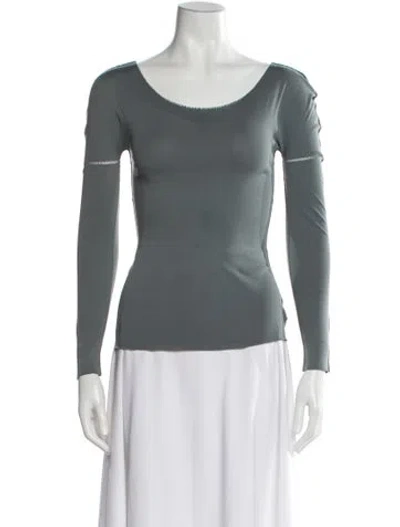 Pre-owned Issey Miyake Me Scoop Neck Long Sleeve Top In Gray