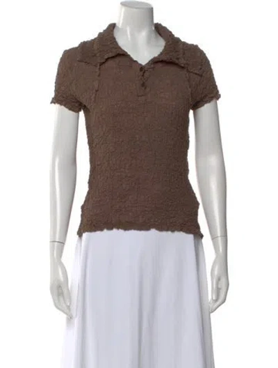 Pre-owned Issey Miyake Me Short Sleeve Polo In Brown