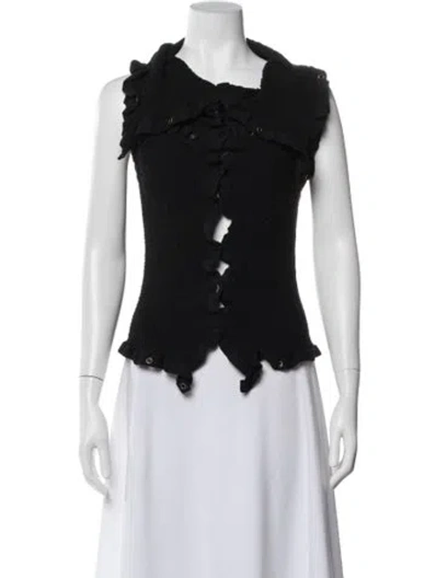 Pre-owned Issey Miyake Me Square Neckline Sleeveless Top In Black