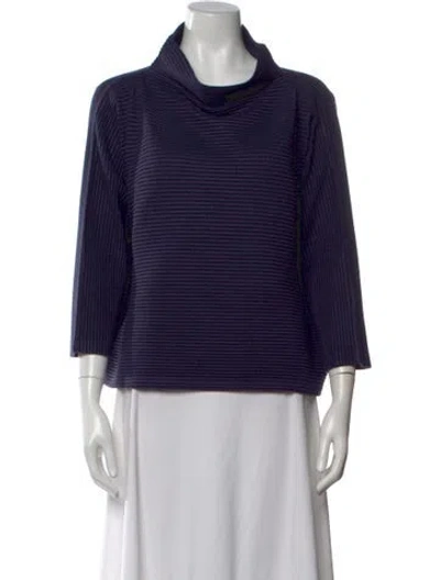 Pre-owned Issey Miyake Me Striped Cowl Neck Top In Purple