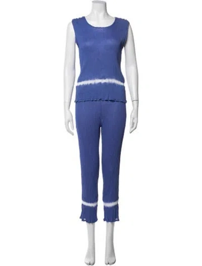 Pre-owned Issey Miyake Me Tie-dye Print Pleated Accents Pant Set In Blue