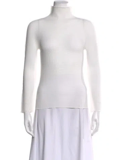 Pre-owned Issey Miyake Me Turtleneck Long Sleeve Top In White