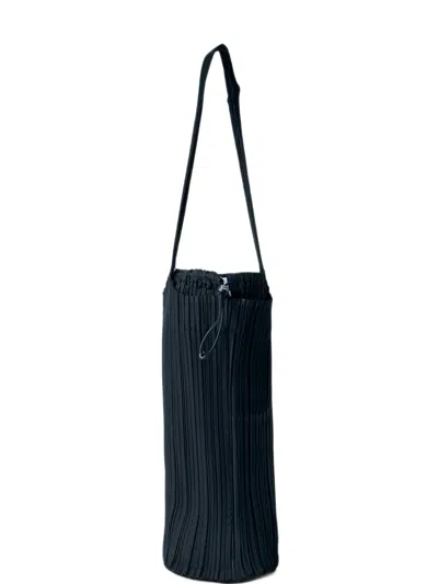 Issey Miyake Medium Swan Pleated Cylinder Shoulder Bag In Black
