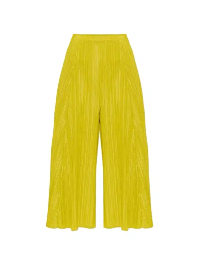 Issey Miyake Mellow Pleated Trousers In Yellow