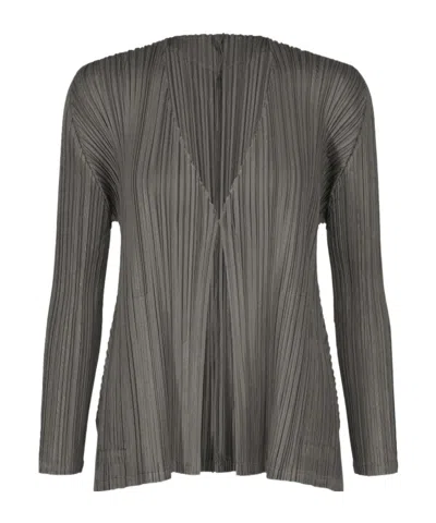 Issey Miyake Mellow Pleats  Cardigan In Gray